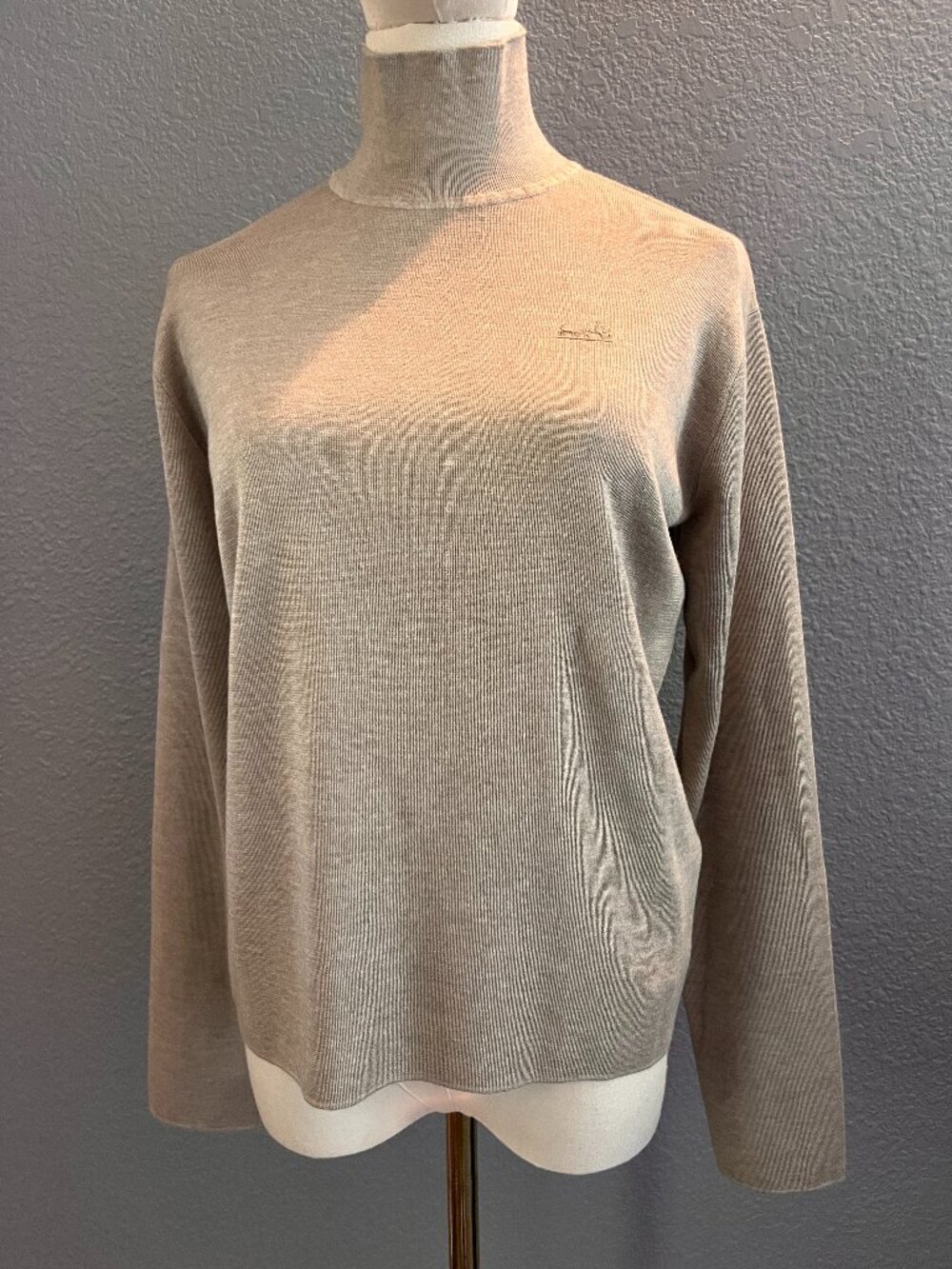 HERMES PULL COL MONTANT MOCK NECK LOGO SWEATER NEW WITH TAGS CASHMERE & SILK  36